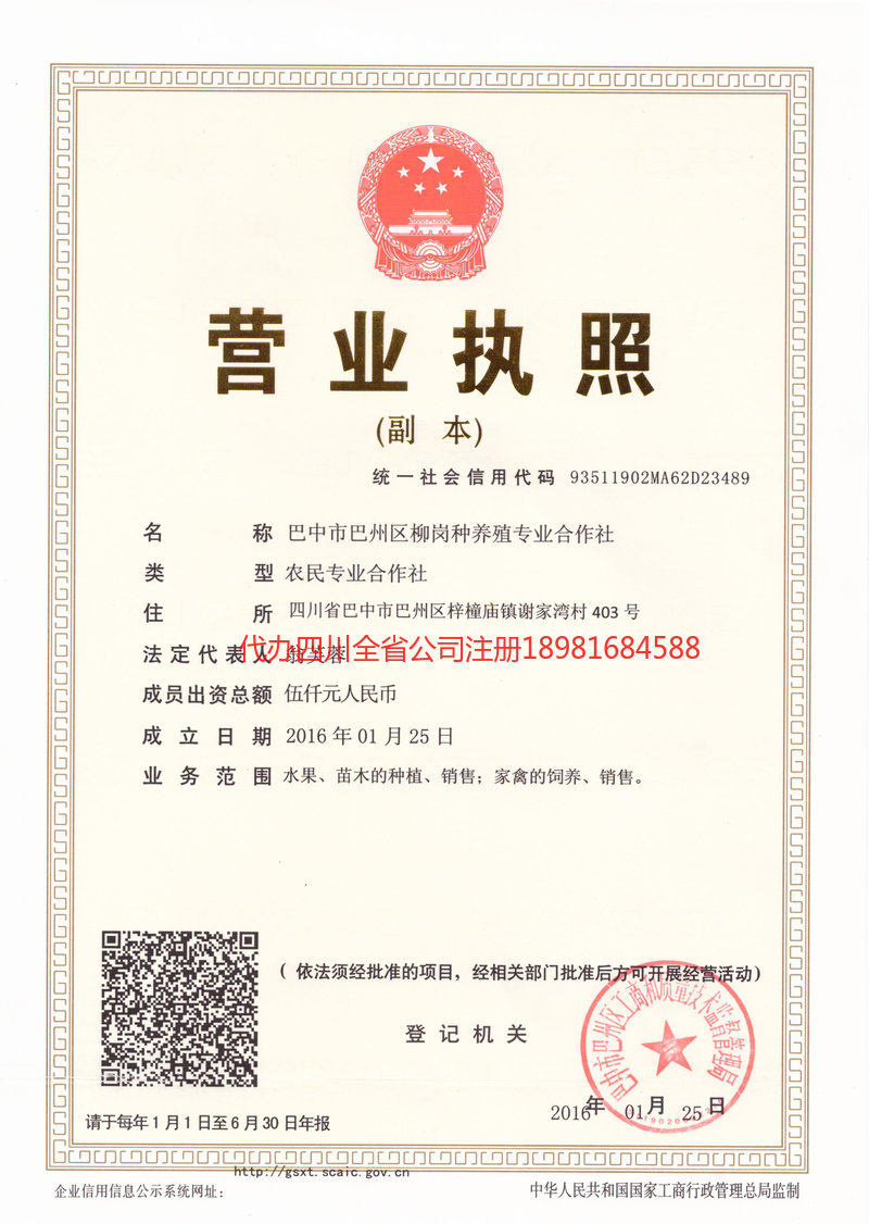 嘉陵嘉陵柳岗种养殖专业合作社